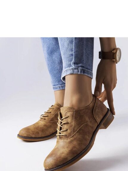 Elegant Brown Perforated Eco Leather Kairaouani Summer Shoes Comfortable Flat Heel Casual Style (207082)