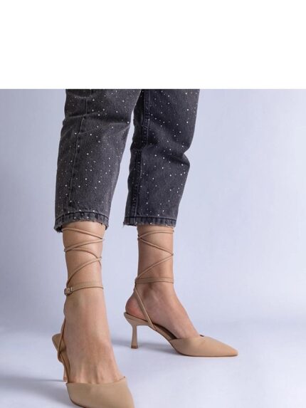 Elegant Beige Leather Ankle Tie Summer High Heels Breathable Comfort All Day Chic Style (207112)