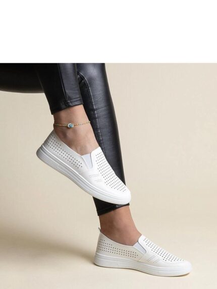 Stylish White Lace Up Slip On Sneakers Breathable Comfortable Summer Fashion Footwear (207299)
