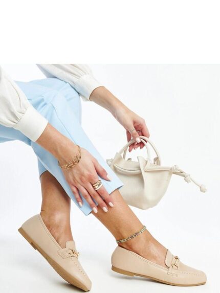 Ultra Comfortable Beige Rubber Moccasins Stylish Square Toe Summer Design (207421)