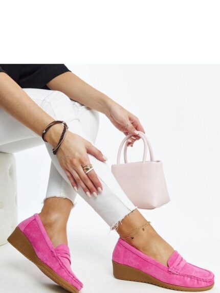 Luxury Dark Pink Suede Wedge Loafers Effortless Style All Day Comfort (207423)