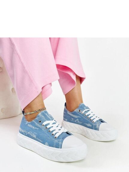 Stylish Blue High Platform Summer Sneakers Elegant Comfort Durable Rubber Fabric Upper (207498)