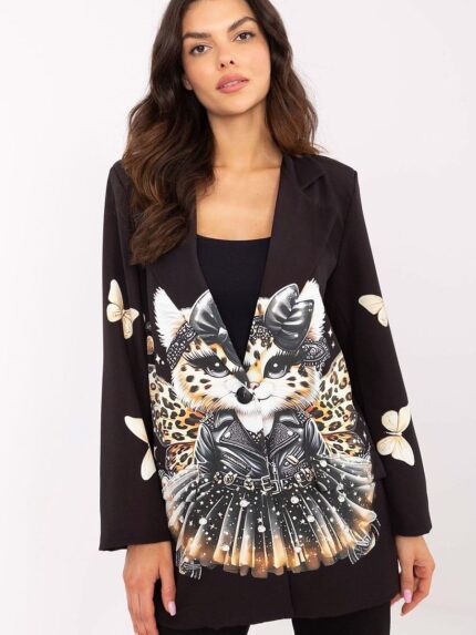 Elegant Viscose Polyester Jacket Spring Summer Casual Wear Bold Print (207723)