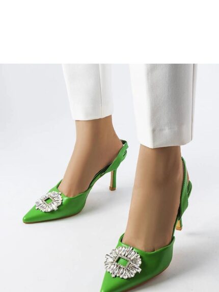 Luxury Green Suede Eco Leather Pumps Elegant High Heel Summer Shoes (207849)