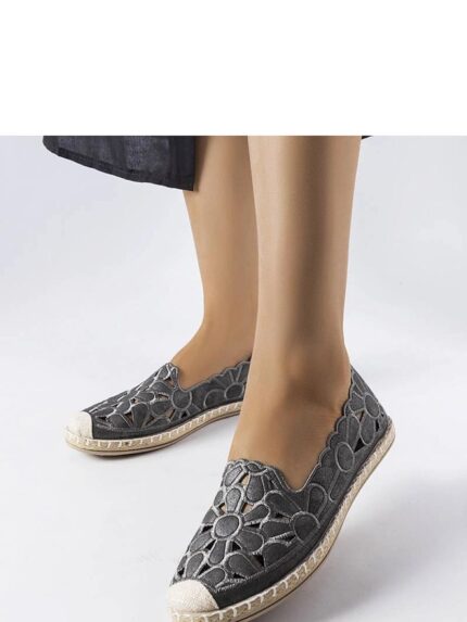 Luxury Vegan Leather Gray Openwork Espadrilles Summer Comfort Style (207856)