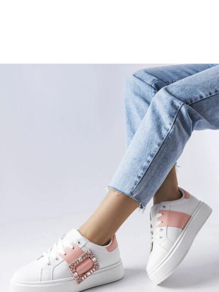 Stylish Pink Ike Clamp White Sneakers Summer Comfort Fashion Footwear (207895)