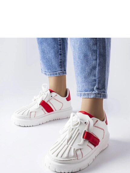 Stylish Red White Platform Sneakers Summer Fashion Footwear Comfortable Durable Rubber Solea (207901)