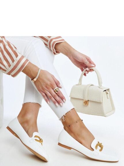 Elegant White Eco-Leather Buckle Moccasins Comfortable Summer Flats Perfect Fit (207915)
