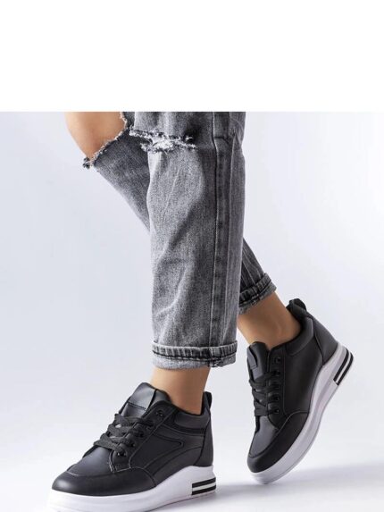 Bonevil Elegant Black Sequin Sneakers Summer Style Comfort Lace Up White Sole Perfect For Any Occasion (207919)
