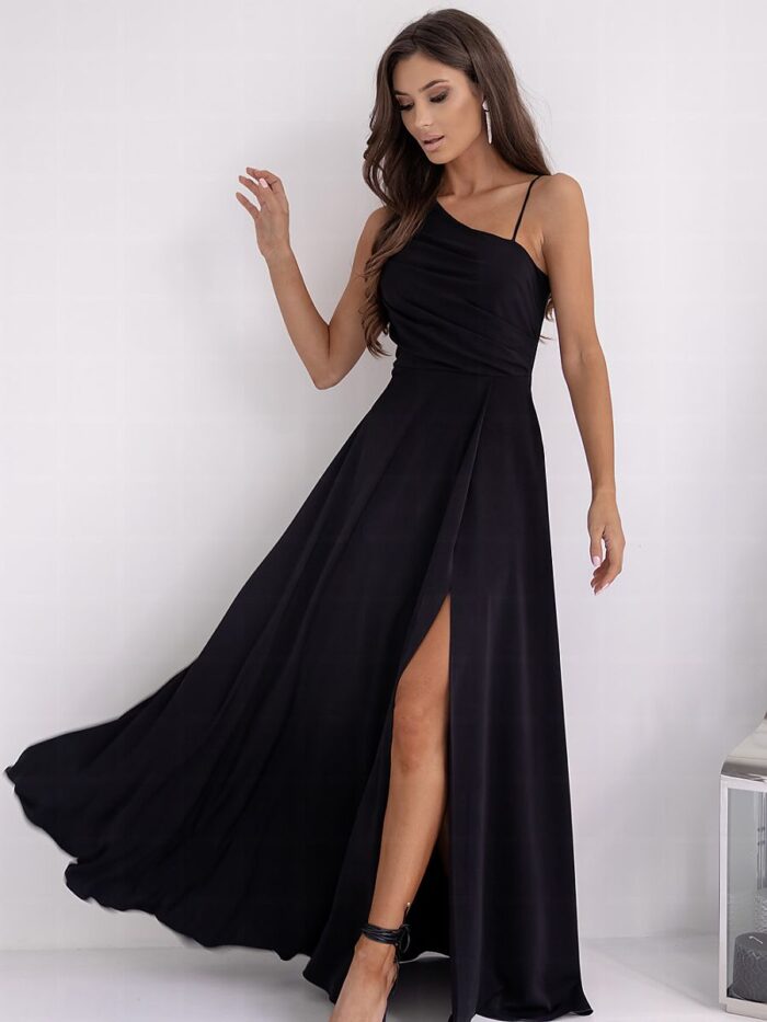 Prachtige Asymmetrische Strapless Maxi-jurk Verborgen Rits Uitsparing op de Achterkant (208866) lomora.store