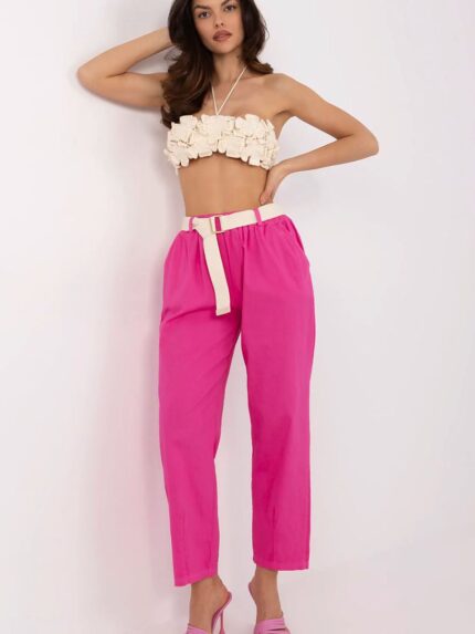 Luxury Carrot Cut Trousers High Waist Elegant Comfort Polyester Viscose Blend (209213)