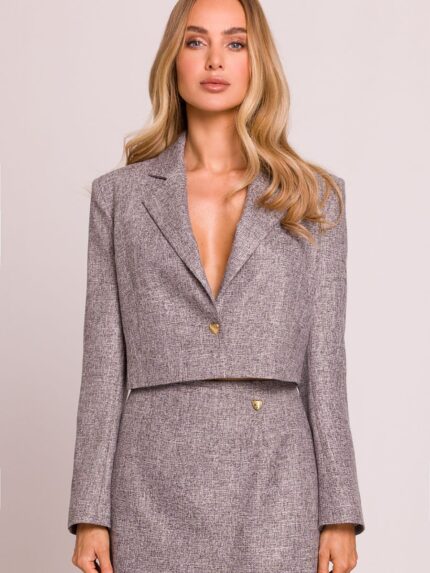 Elegant Polish Blazer Timeless Cut High Quality Fabric Heart Button Detail Fully Lined Perfect Fit Casual Elegant Style (209236)