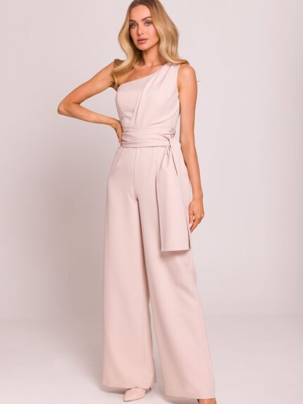 Stunning Asymmetrical Polish Jumpsuit Unique Design Elegant Flowing Scarves (209282)