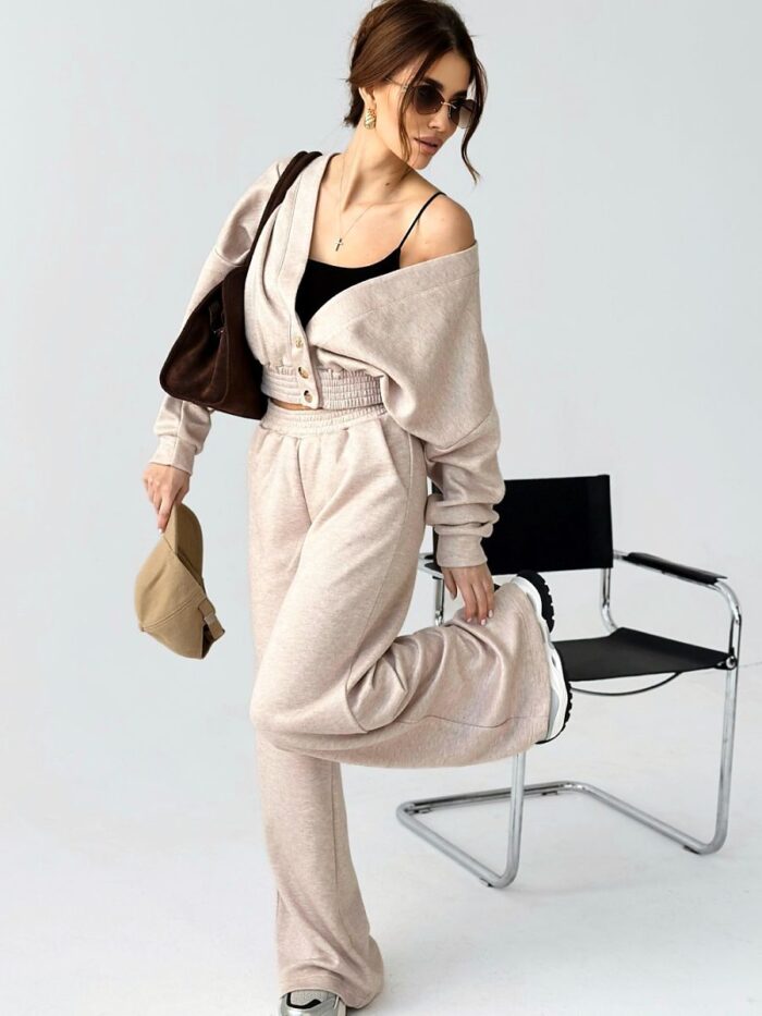 Ultra Soft Luxurious Womens V Neck Sweater Pant Set Effortless Style Everyday Comfort (209322) lomora.store
