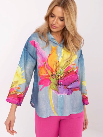 Effortlessly Chic Linen Polyester Floral Print Womens Casual Shirt Breathable Comfortable Everyday Wear (209828)