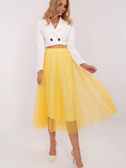 Effortless Chic Tulle Midi Skirt Casual Everyday Party Wear Flowy Comfortable Elastic Waist (209831)