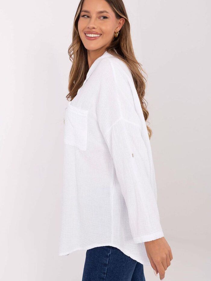 Ultra Soft Breathable Muslin Cotton Shirt Long Sleeves Casual Loose Fit Everyday Wear (210013) - Image 2