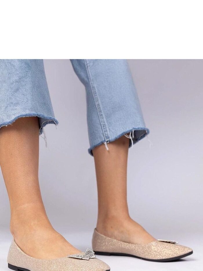 Gemre Champagne papillon brocart ballerines chaussures élégantes pour femmes (584738) lomora.store
