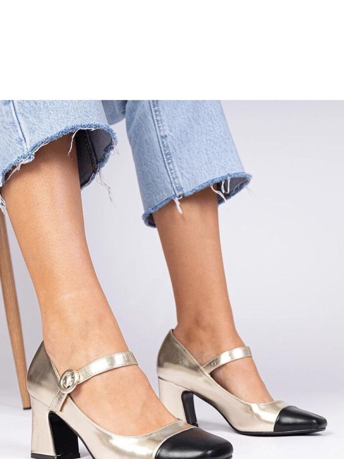 Gemre Radora Gold Damen Stiletto-Pumps mit schwarzer Zehenpartie, luxuriöser Komfort (207452) lomora.store