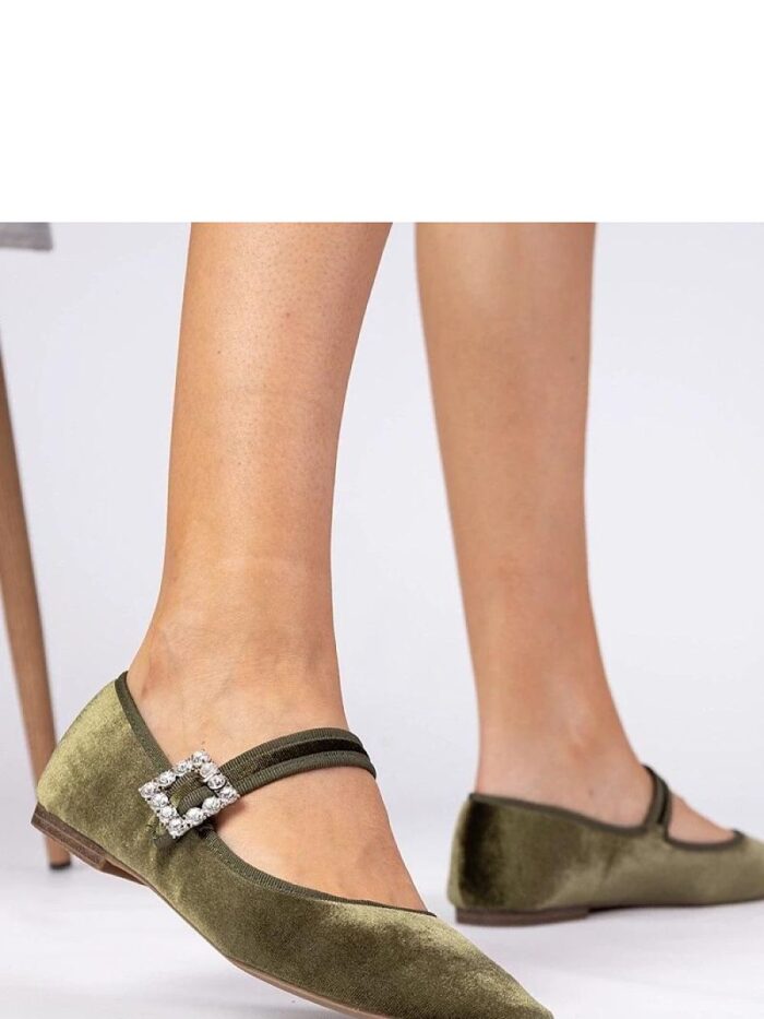 Gemre Groen Fluwelen Ballerina Flats Gesp Damesschoenen Luxe Comfort (597986) lomora.store