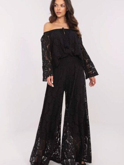 Luxury Lace Palazzo Pants Effortless Elegance Breathable Comfort Wide Leg Style (211435)