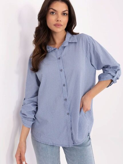 Ultra Soft Checkered Cotton Blend Womens Long Sleeve Shirt Casual Everyday Wear (211443)