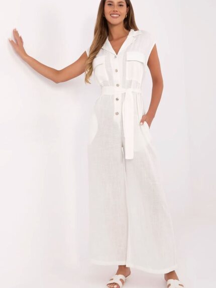 Effortless Chic Linen Viscose Jumpsuit with Chest Pockets Perfect Everyday Style (211478)