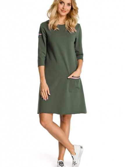 Ultra Comfortable Knit Daydress Pocket Ribbon Detail Exceptional Colors (107508)