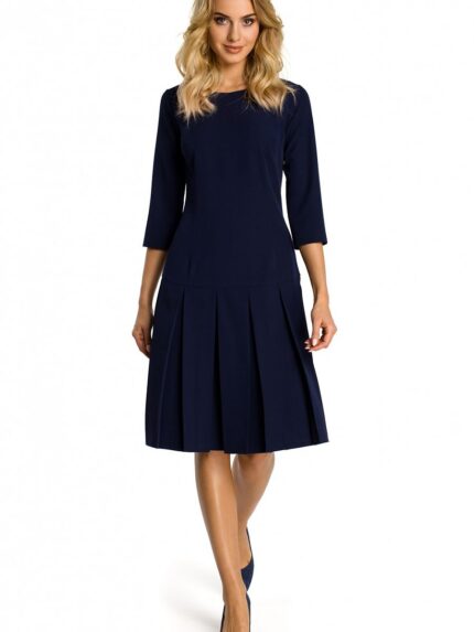 Girlish Elegance Short Sleeve Dropped Waist Dress Ruffled Hemline (107531)
