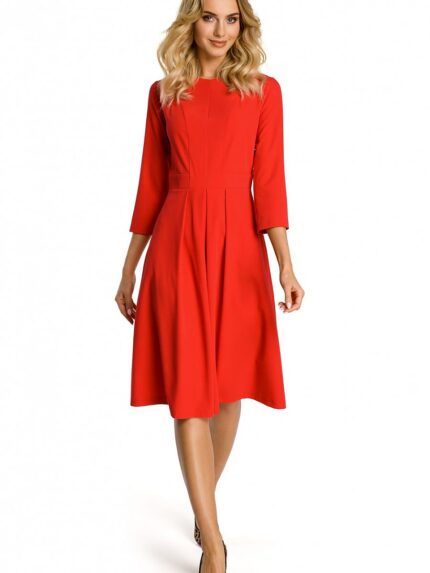 Flattering Ruffled Waist Cinching Short Sleeve Day Dress Elegant Style (107534)