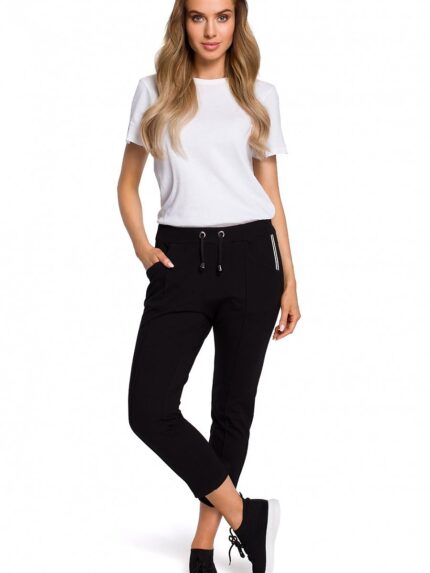 Ultra Comfortable Classic Cotton Trousers Elegant 78 Length Elastic Waistband (127518)