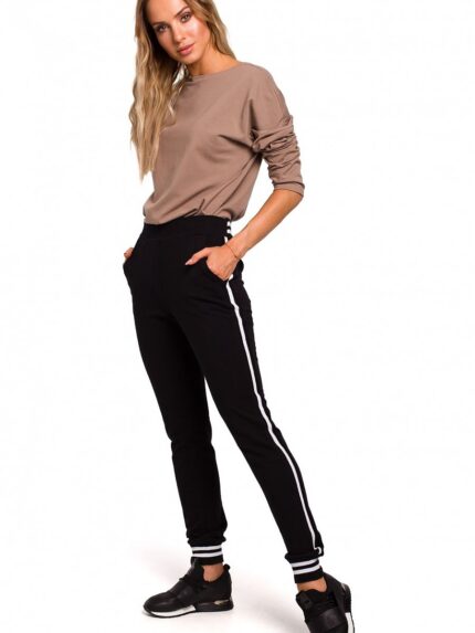 Unbelievably Stylish Two Tone Ribbed Cuff Joggers  (135474)