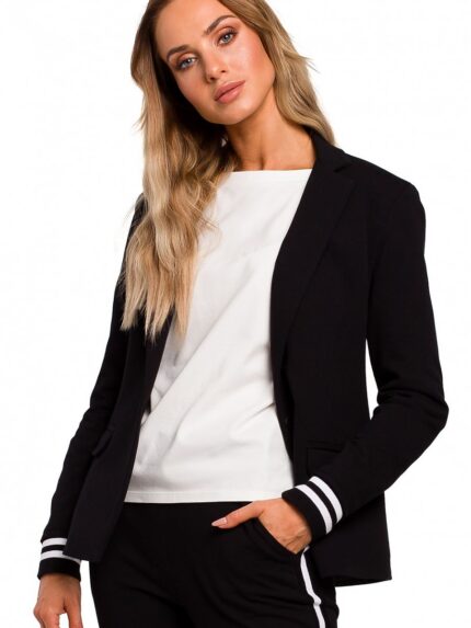 Effortless Style Versatile Jacket Classic Cut Sporty Sleeves Two Tone Ribbing Fully Lined (135478)