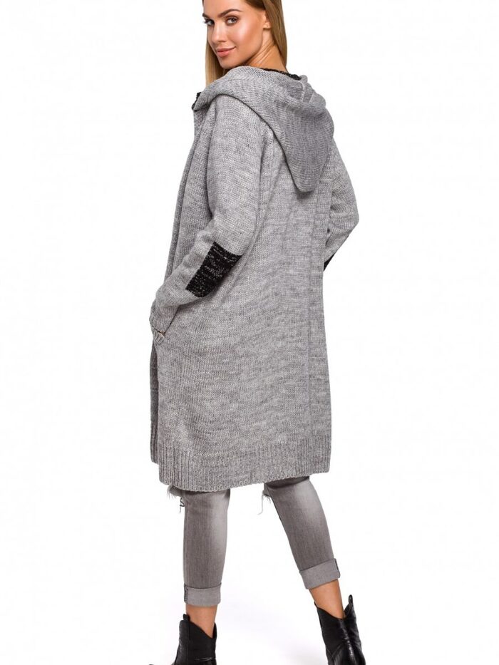Hooded Cardigan with Straps Unique Color Combinations Shiny Thread Elegant Practical Everyday Style (136656) - Image 2