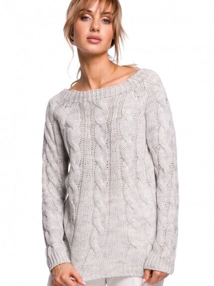 Elegant Timeless Boat Neck Openwork Fitted Sweater Lasting Style (142207)