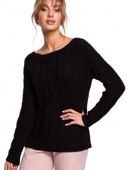 Elegant Timeless Boat Neck Openwork Fitted Sweater Lasting Wardrobe Staple (142208)