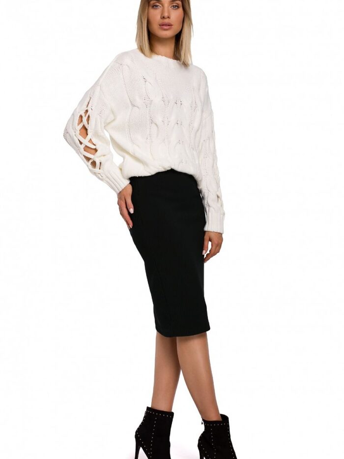 Unique Cracked Sleeve Jumper Warm Cozy Stylish Knitwear (147413) - Image 2