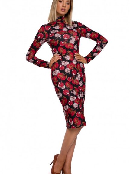 Stunning Multicolored Print Fitted Day Dress Effortlessly Chic and Comfortable (147986)
