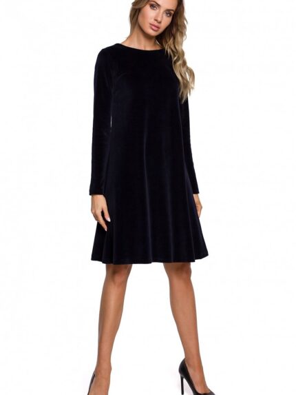 Elegant Chiffon Trapeze Dress Geometric Back Detail Versatile Day Evening Wear (149954)