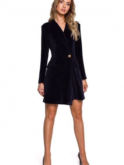Elegant Fitted Velor Day Dress Unlined Classic Style (149970)