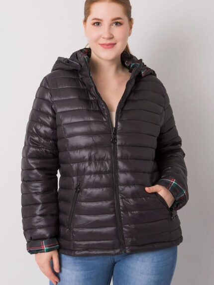 Luxurious Black Double Sided Plus Size Warm Winter Jacket Detachable Hood (160949)
