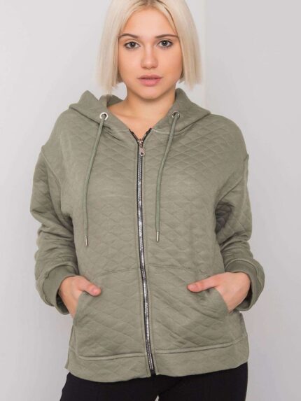 Luxury Quilted Zip-Up Hooded Sweatshirt with Pockets for Women (161343)