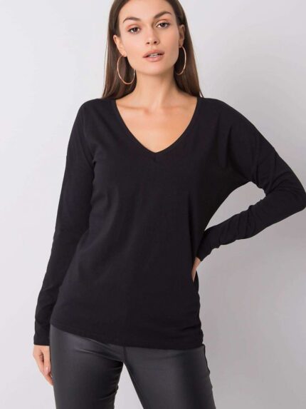 Effortless Elegance Long Sleeve V Neck Cotton Blouse Everyday Wear (161461)
