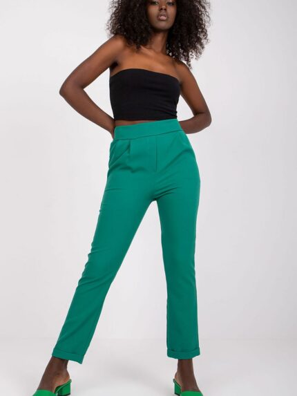 Ultra Comfortable High Waisted Italian Trousers Side Pockets Elastic Waistband (162538)