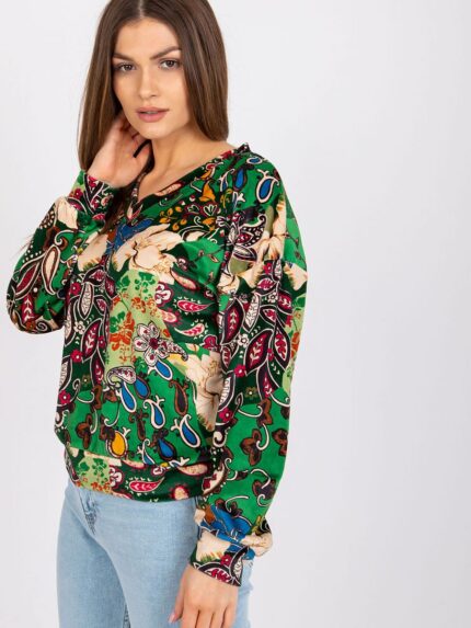 Stunning Italian Long Sleeve Women's Blouse Unique Patterned Fabric (162583)