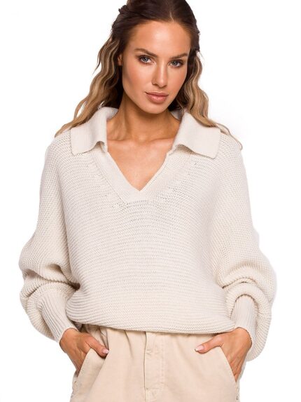 Ultra Chic Oversized Minimalist Sweater Versatile Style Wide Sleeves Narrow Cuffs (163621)