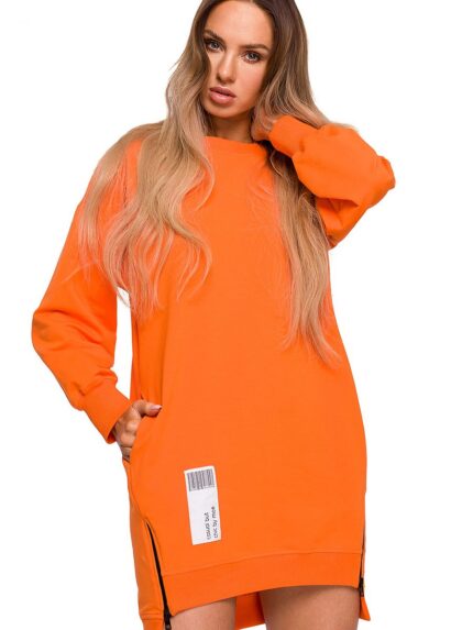 Irresistible Multifunctional Long Sweatshirt Dress Tunic Amazing Colors Patches Zips (163659)