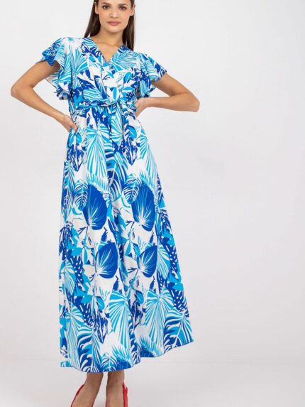 Effortless Chic Short Sleeve Day Dress Wrap Waist Casual Style (165403)