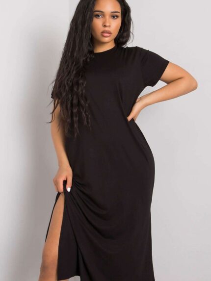 Stunning Plus Size Summer Dress Short Sleeves Side Slits Versatile Style (166013)