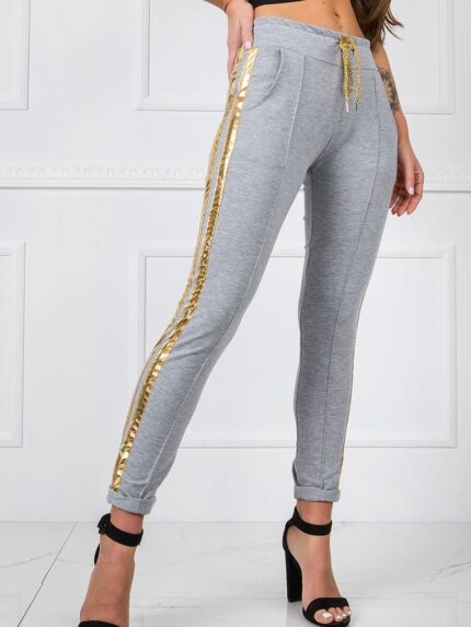 Stylish Women's Elastic Waistband Sweatpants Side Stripe Detail Pockets (166247)